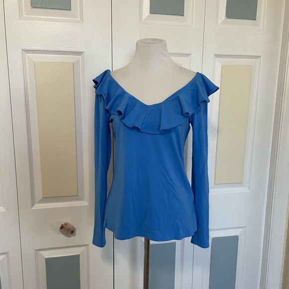 Lilly Pulitzer Tops - Lilly Pulitzer Alessa Long Sleeved Blue‎ Blouse Size XS